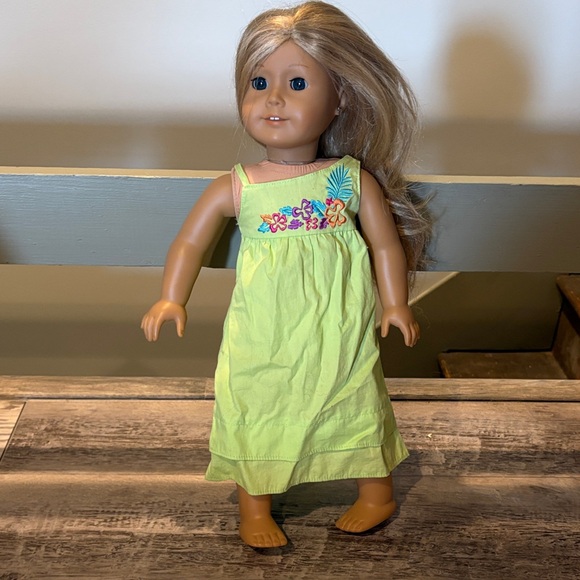 American Girl Doll in Light Green Floral Dress